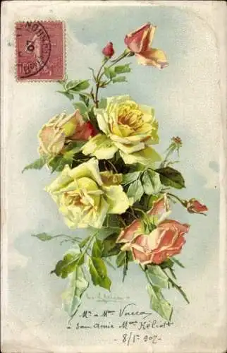 Künstler Litho Klein, Catharina, Rosenblüten, Blumen