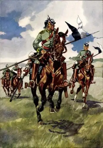 Künstler Ak Döbrich Steglitz, Jäger-Regiment zu Pferde Nr. 3