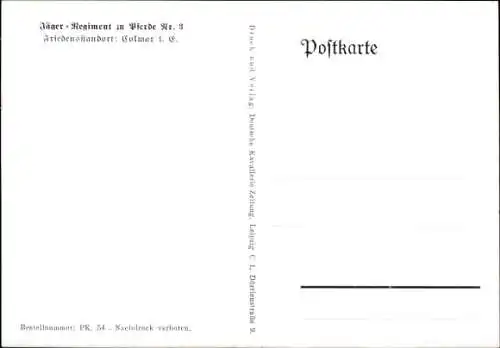 Künstler Ak Döbrich Steglitz, Jäger-Regiment zu Pferde Nr. 3