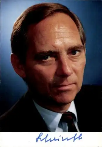 Ak Politiker Wolfgang Schäuble, Ehemaliger Präsident des Deutschen Bundestages, Portrait, Autogramm