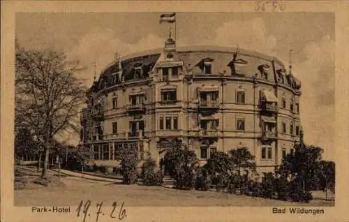 Ak Bad Wildungen in Hessen, Park Hotel, Fahne