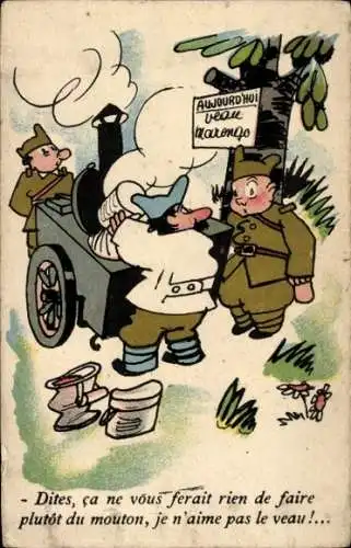 Ak Frankreich, Soldatenhumor, Feldküche