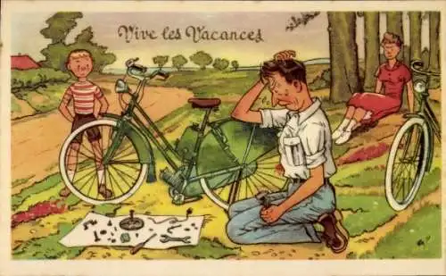 Künstler Ak Mann versucht Fahrrad zu reparieren