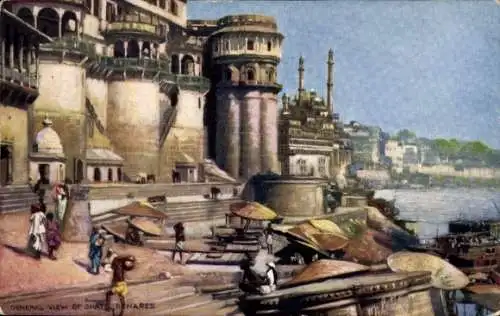 Künstler Ak Varanasi Benares Indien, Ghats