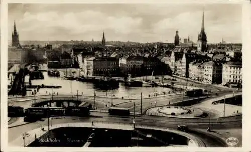 Ak Stockholm Schweden, Panorama, Slussen, Kreuzung