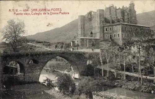 Ak Canillo Andorra, Pont de Sant Joan les Fonts, Basilika