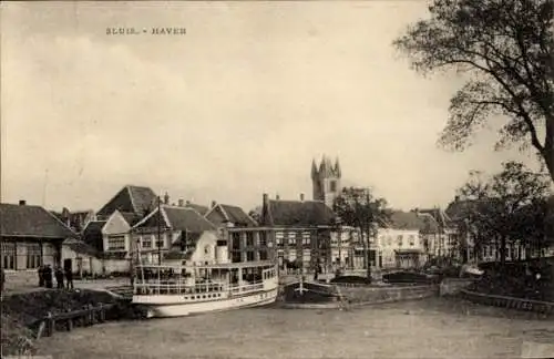 Ak Sluis Zeeland Niederlande, Hafen