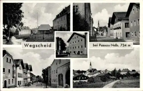 Ak Wegscheid in Niederbayern, Straßenpartien, Ortspartie