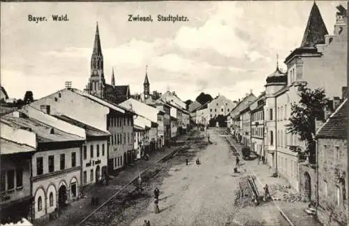 Ak Zwiesel im Bayerischen Wald, Stadtplatz