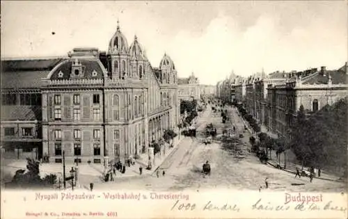 Ak Budapest Ungarn, Westbahnhof und Theresienring