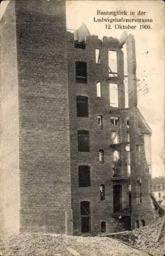 Ak Straßburg Elsass Bas Rhin, Bauunglück in der Ludwigshafener Straße 1909, eingestürztes Haus