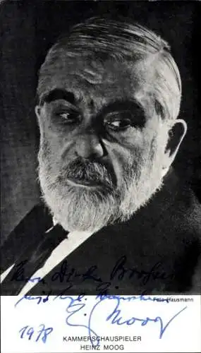 Ak Schauspieler Heinz Moog, Portrait, Autogramm