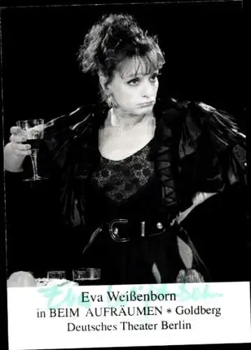 Ak Schauspielerin Eva Weißenborn, Portrait, Autogramm, Theater Aufräumen