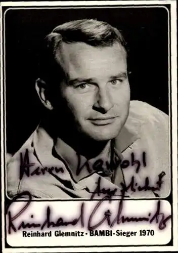 Ak Schauspieler Reinhard Glemnitz, Portrait, Autogramm, Bambi Sieger 1970