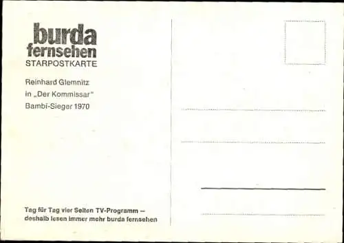 Ak Schauspieler Reinhard Glemnitz, Portrait, Autogramm, Bambi Sieger 1970