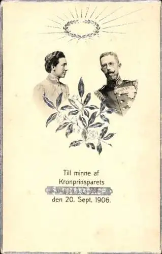 Präge Ak König Gustav V. von Schweden, Viktoria von Baden, Silberhochzeit 1906