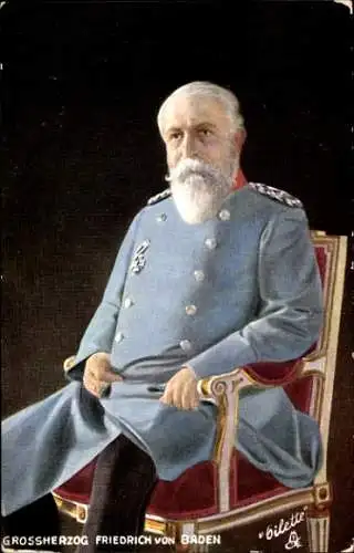 Künstler Ak Großherzog Friedrich I. von Baden, Sitzportrait, Uniform