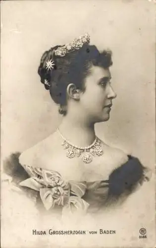 Ak Großherzogin Hilda von Baden, Portrait im Profil, RPH 8585