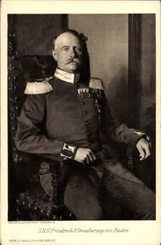 Ak Großherzog Friedrich II. von Baden, Sitzportrait in Uniform