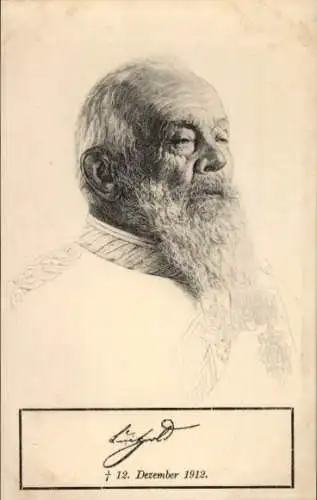 Künstler Ak Prinzregent Luitpold von Bayern, Portrait, Trauerkarte zum Tod 1912