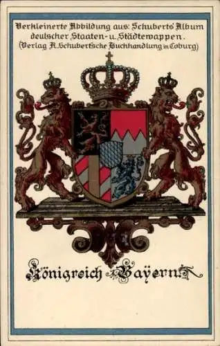 Wappen Ak Königreich Bayern, Löwen, Krone