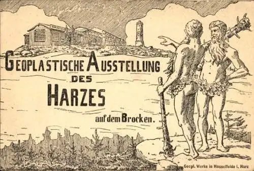 Künstler Ak Brocken Nationalpark Harz, Geoplastische Ausstellung des Harzes, Wilder Mann