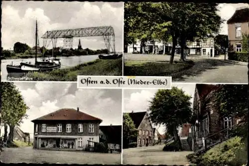 Ak Osten a.d. Oste Nieder Elbe, Schwebefähre, Kaufhaus