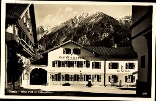 Ak Oberau in Oberbayern, Hotel Post, Estergebirge
