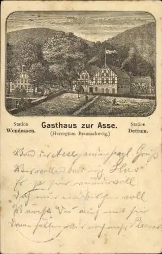 Litho Wendessen Wolfenbüttel in Niedersachsen, Gasthaus zur Asse