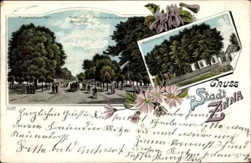 Litho KlosterZinna Jüterbog, Marktplatz Friedrich der Große, Berlinerstraße, Oberförsterei