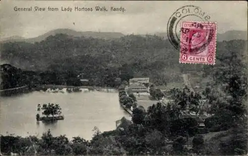 Ak Kandy Sri Lanka Ceylon, Gesamtansicht von Lady Horton's Walk