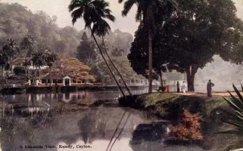 Künstler Ak Kandy Ceylon Sri Lanka, Blick auf den See