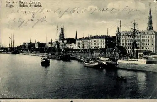 Ak Riga Lettland, Hafenansicht