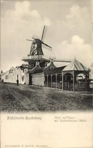 Ak Düsseldorf am Rhein, Industrie und Gewerbeausstellung 1902, Blick auf Kairo, Holländische Mühle