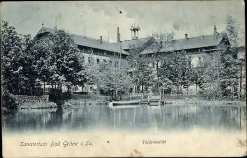 Ak Grüna Chemnitz Sachsen, Sanatorium, Teich