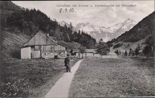 Ak Gruben Oberstdorf im Oberallgäu, Kratzer u. Trettachspitze