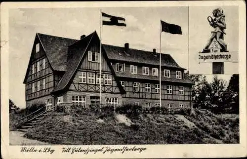 Ak Mölln im Herzogtum Lauenburg, Jugendherberge, Fahnen