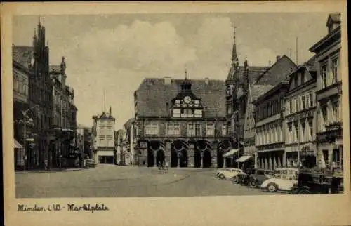 Ak Minden in Westfalen, Marktplatz, Hotel Deutscher Kaiser, Automobile