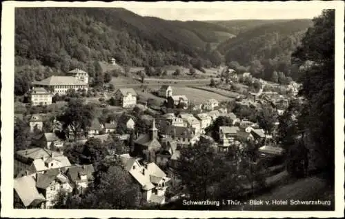 Ak Schwarzburg Thüringen, Blick vom Hotel Schwarzaburg