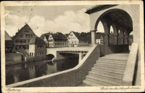 Ak Backnang in Württemberg, Teilansicht, Aspacherbrücke