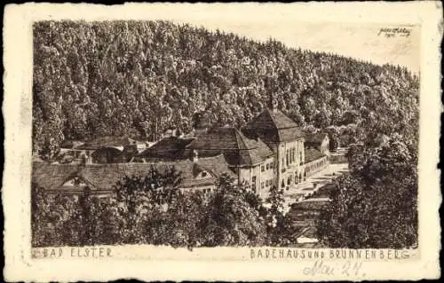 Ak Bad Elster im Vogtland, Badehaus, Brunnenberg