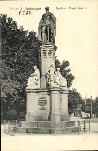 Ak Lindau am Bodensee Schwaben, Denkmal Maximilian II.