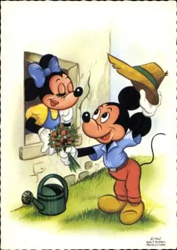 Künstler Ak Walt Disney, Micky Maus, Minnie Maus
