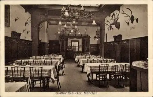 Ak München, Gasthof Schlicker, Speiseraum