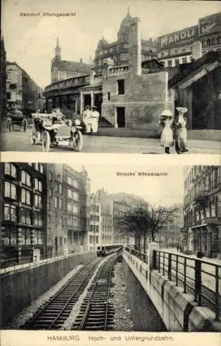 Ak Hamburg, Hoch- und Untergrundbahn, Bahnhof Rödingsmarkt, Strecke Mönkedamm