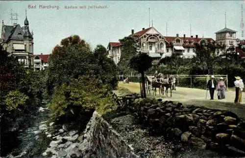 Ak Bad Harzburg in Niedersachsen, Radau mit Juliushall, Kutsche
