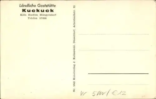 Ak Müngersdorf Köln am Rhein, Ländliche Gaststätte Kuckuck