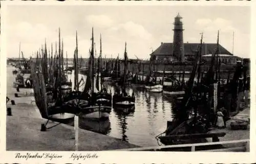 Ak Büsum Kreis Dithmarschen, Fischerflotte im Hafen