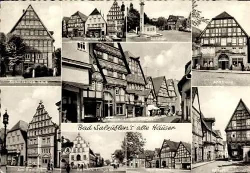 Ak Bad Salzuflen in Lippe, alte Häuser, FApotheke, Salzhof, Markt, Renaissance-Haus, Rathaus
