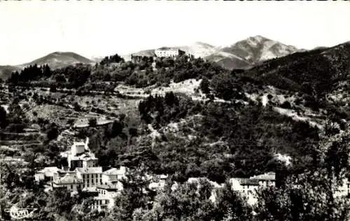 Ak Amelie les Bains Pyrénées Orientales, Un joli coin de la Ville, En haut, le Fort